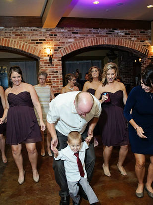 Line dancing at a wedding party 