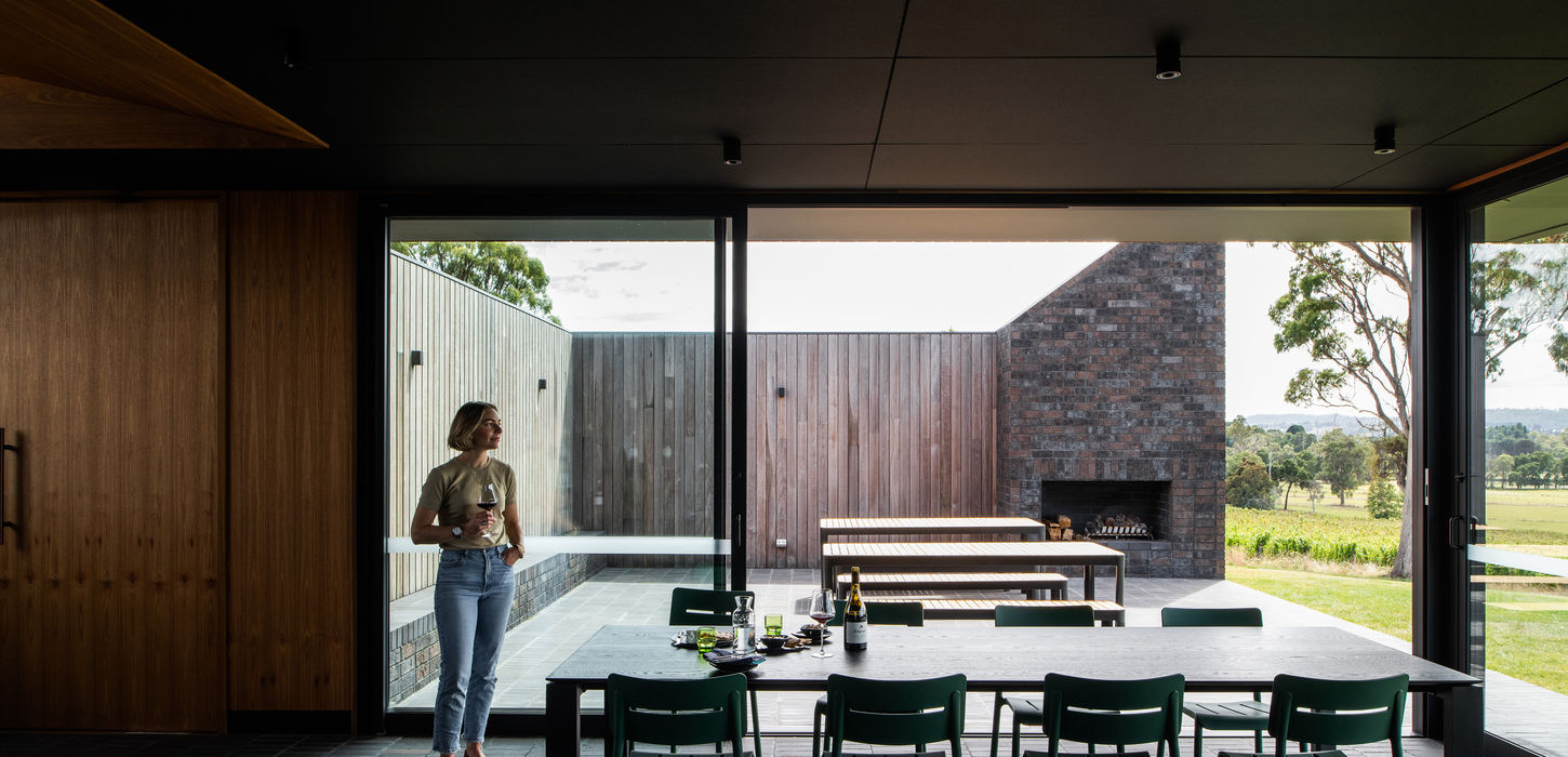 Wine tasting room at Stoney Rise Cellar Door looking out to the vineyard and the Tamar River