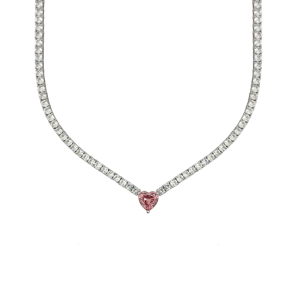 Collier Tennis Cuore Rosa