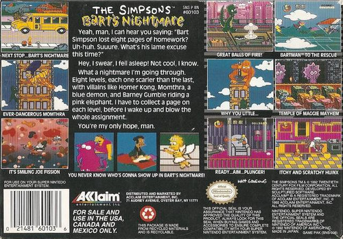 The Simpsons Bart's Nightmare Classic Game Junkie