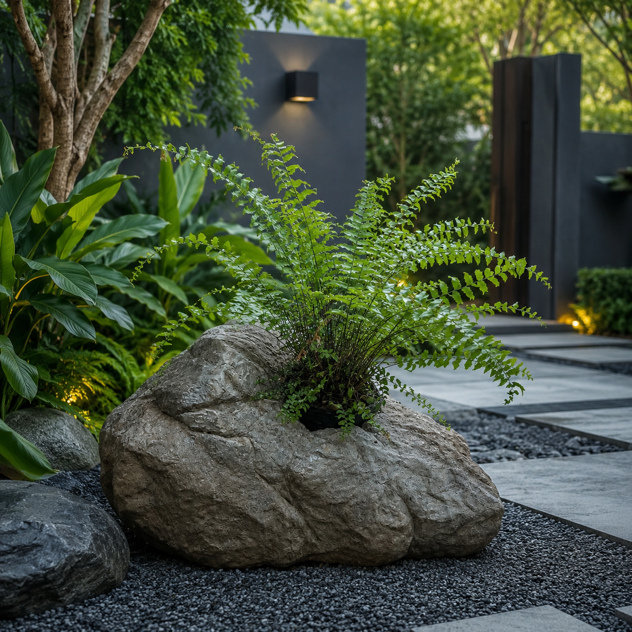กระถางหินเทียม RIVERSTONE ลายหินธรรมชาติ ปลูกเฟิร์น สำหรับตกแต่งสวนหน้าบ้านและภูมิทัศน์สไตล์โมเดิร์น