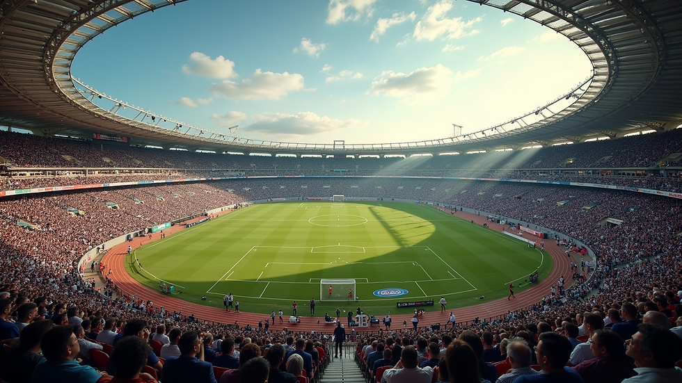 Vista aérea de un estadio lleno durante un evento deportivo