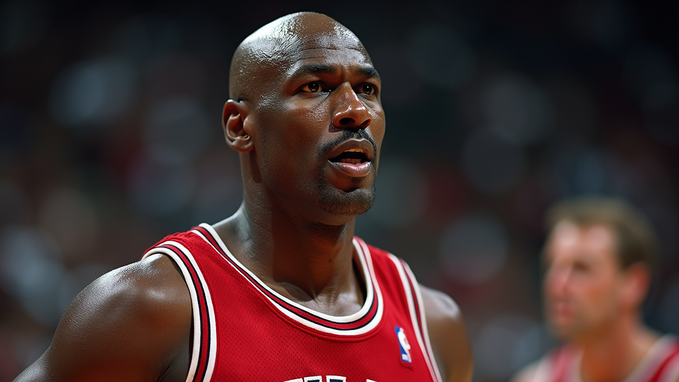 Close-up view of Michael Jordan in action during a basketball game