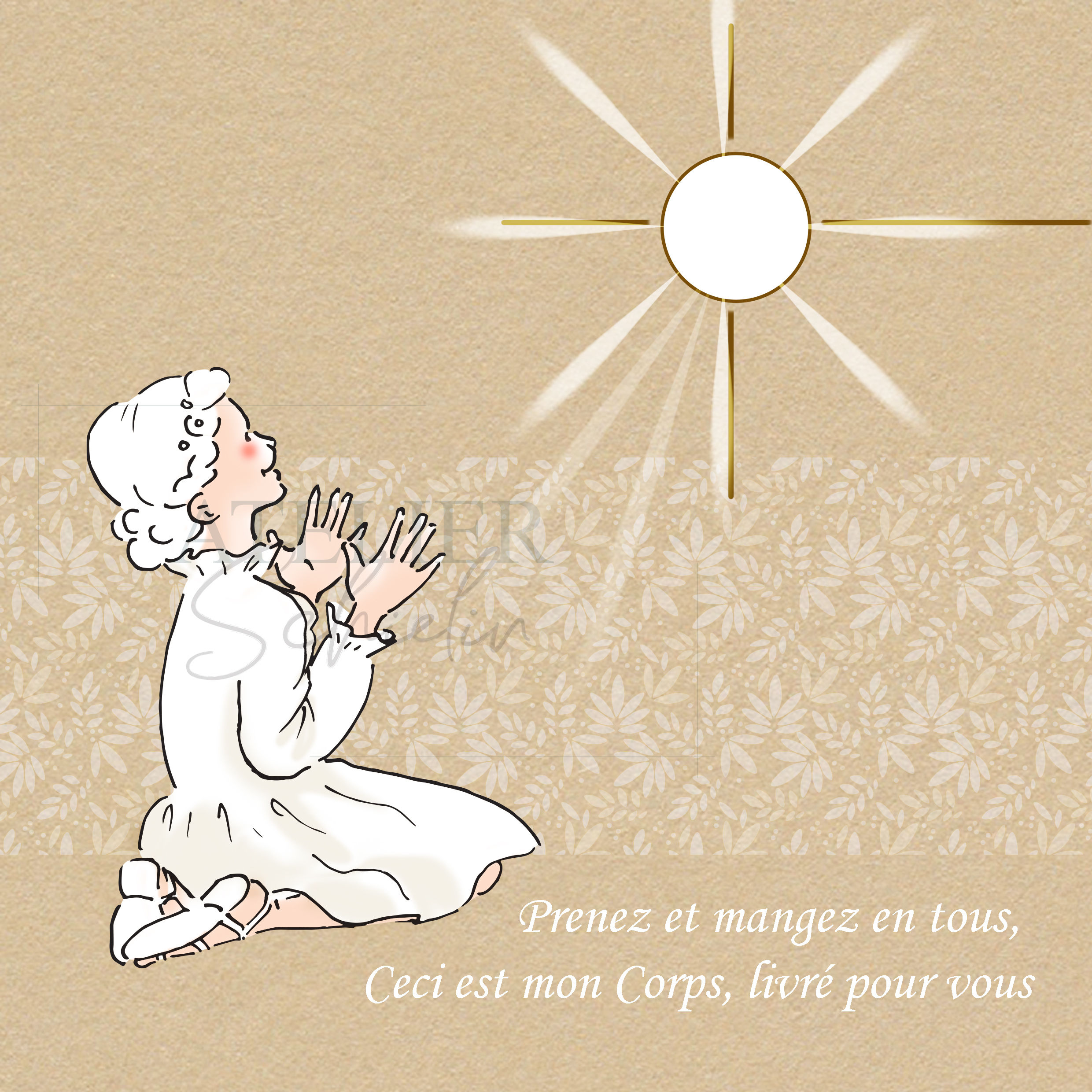 carte première communion Adoration - fille