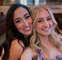 teen voice student and voice teacher smiling at recital