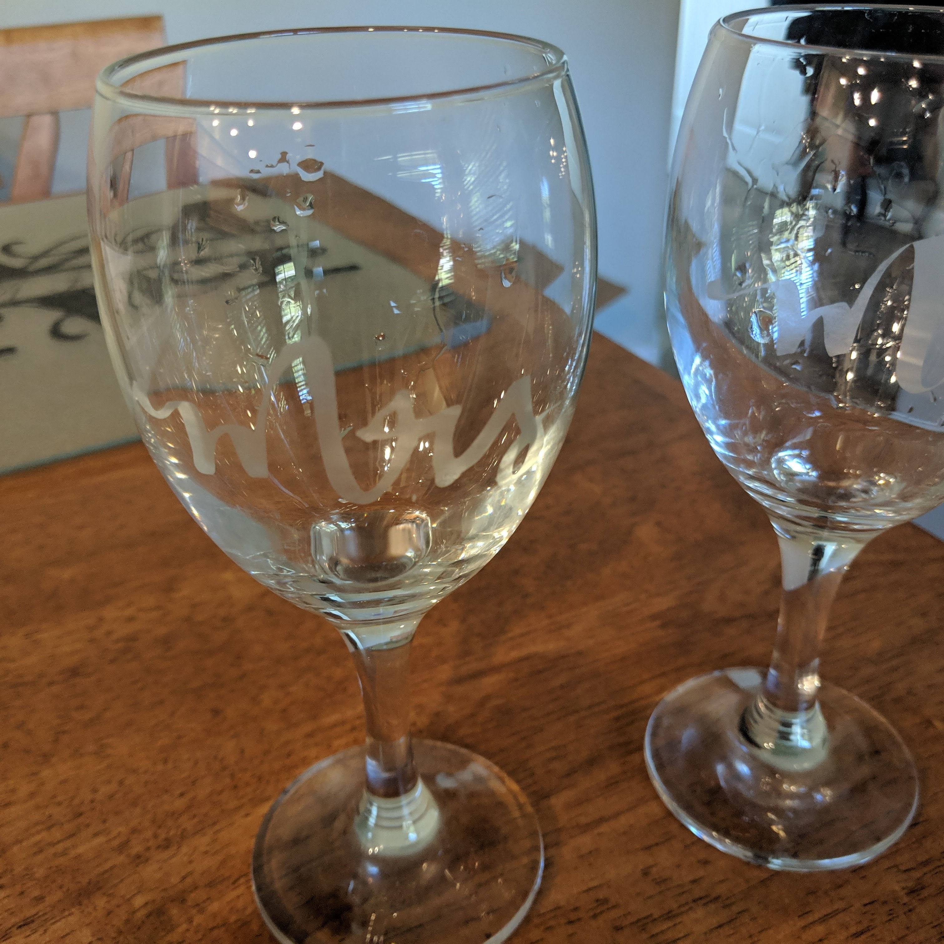 Etched Mr. & Mrs. Wine Glasses