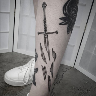 Narsil sword tattoo by Siarn Engels