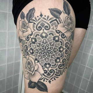Geometric ornamental tattoo by Siarn Engels