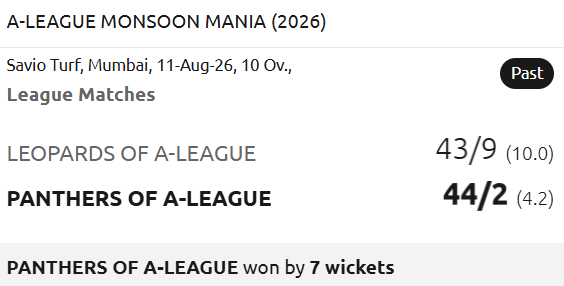 SCORECARD - GAME 01