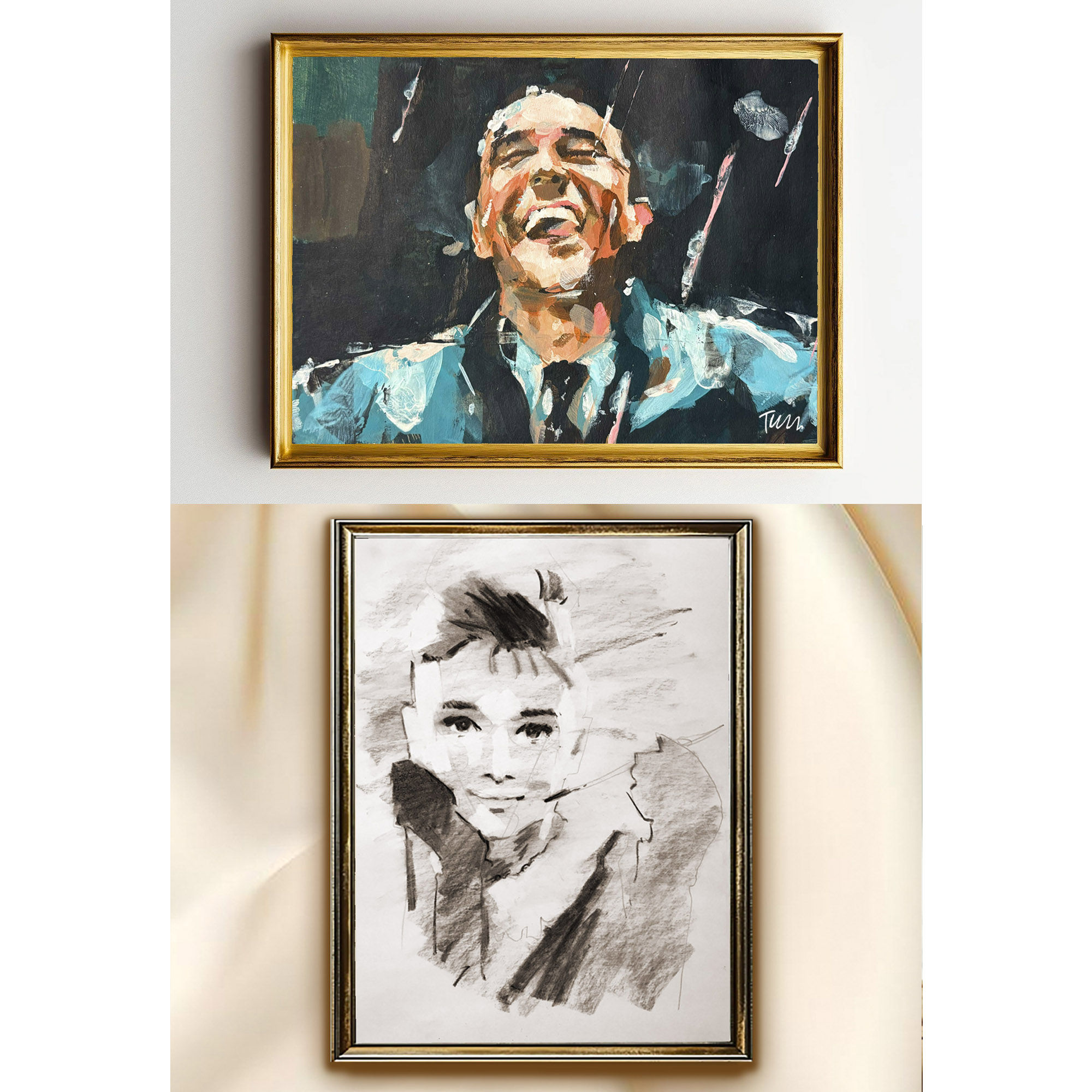 acrylic portrait painting for interior wall