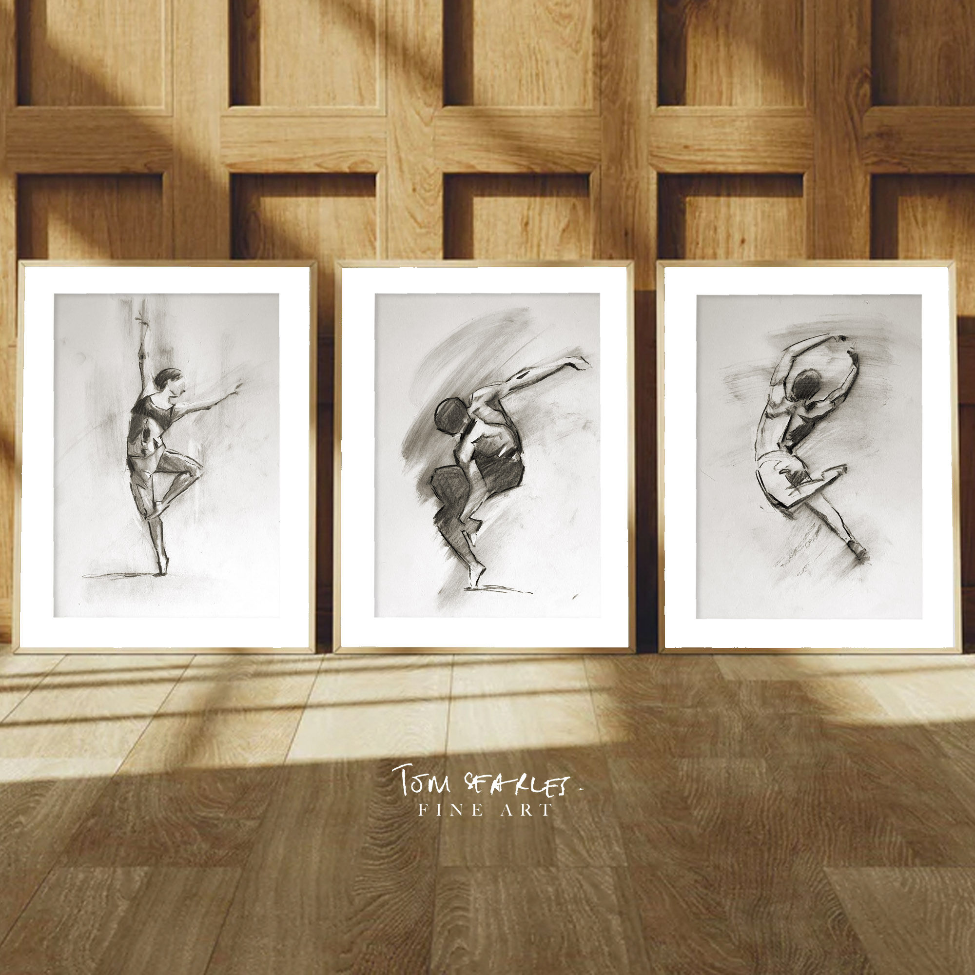 Charcoal figure drawing print set, minimalist black and white wall ar