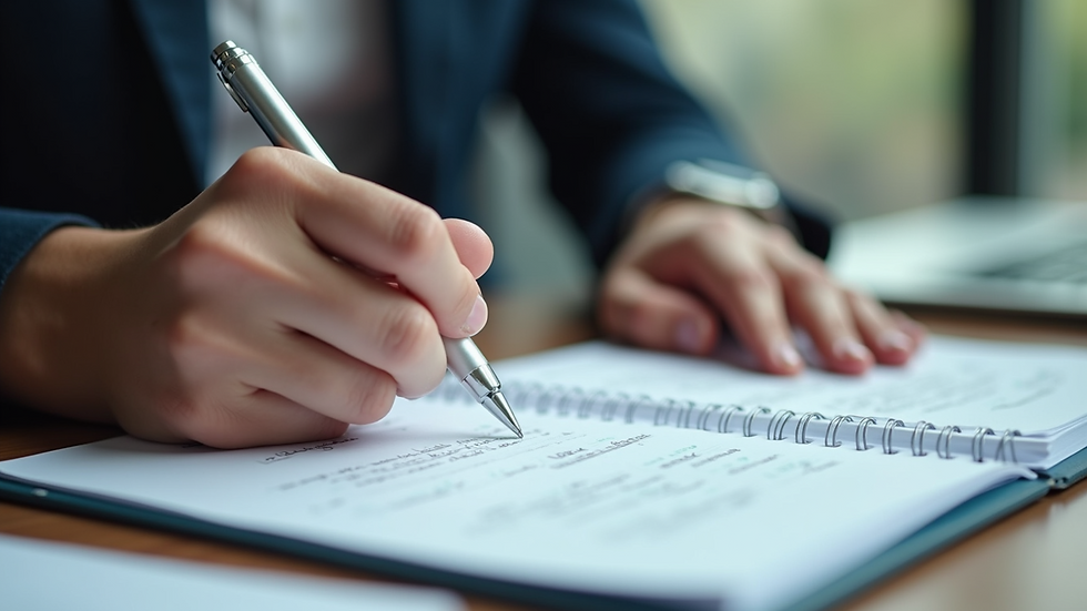 Close-up of a person typing research notes with open keyword tools