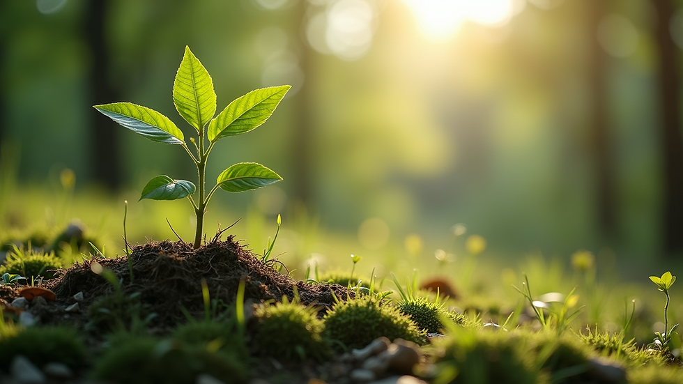 High angle view of a young tree growth in a tranquil natural setting