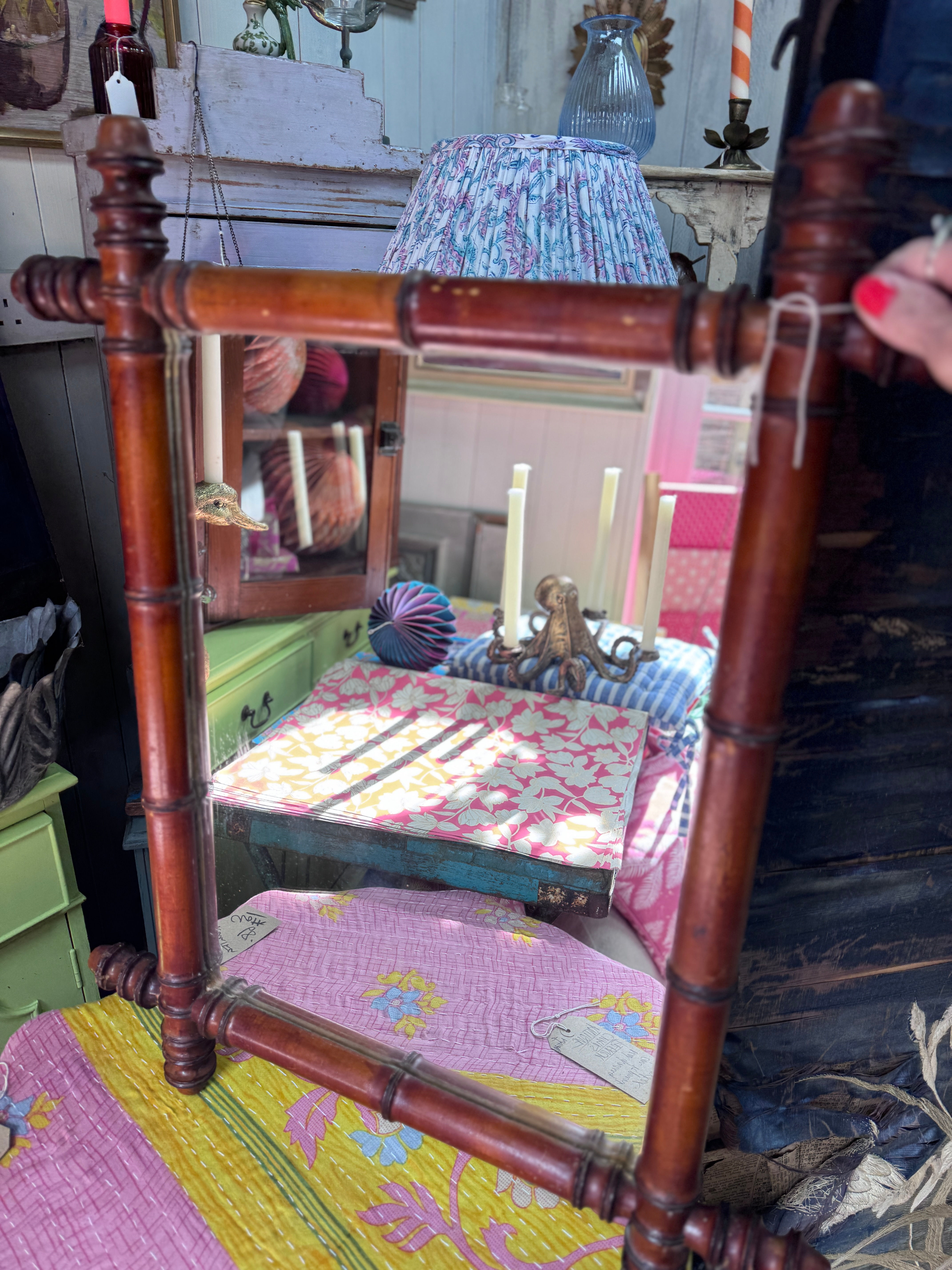 Large antique French wooden framed mirror