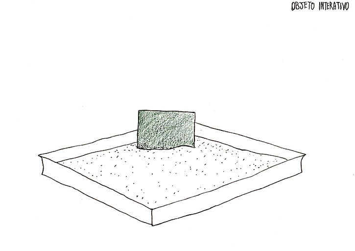 Amador e Jr. Segurança Patrimonial Ltda. Objeto interativo - croqui do objeto exposto no 20º encontro dos alunos do PPGAV-EBA-UFRJ - Escutas, silêncios e intervalos [Centro Municipal de Arte Hélio Oiticica, Rio de Janeiro, RJ], 2015, nanquim sobre papel, 21 x 29,7 cm.