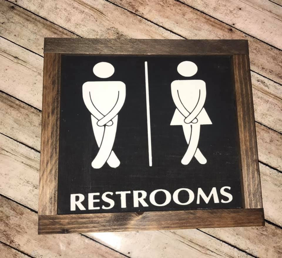 Pee Pee dance Restroom sign