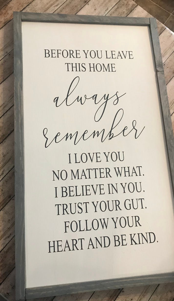 Before you leave this home, always remember