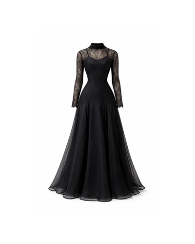 black satin and lace dress Sascha Lace And Satin Halter Maxi Dress / Black | MESHKI