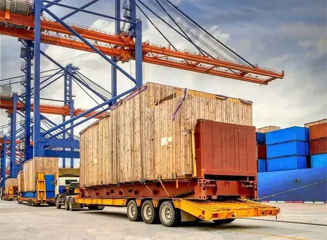 oversized out-of-gauge cargo loaded on trailer at port in Santa Monica California by Tiger Freight

