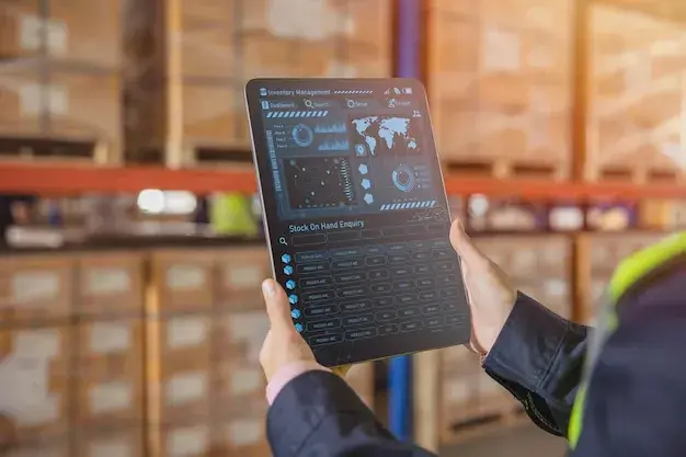 "Smart warehouse inventory dashboard used for real-time shipment tracking and logistics ma