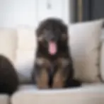 Fluffy black and red German Shepherd puppy sitting on a white sofa โ German Shepherd Puppies for Sale