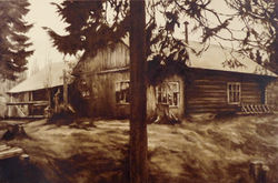 Избушка, холст, нефть, 40х60