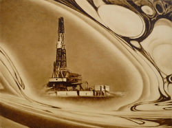 Буровая вышка, холст, нефть, 30х40