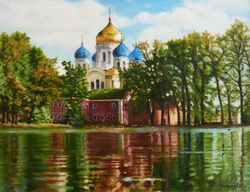 Храм у пруда, холст, масло, 45х35