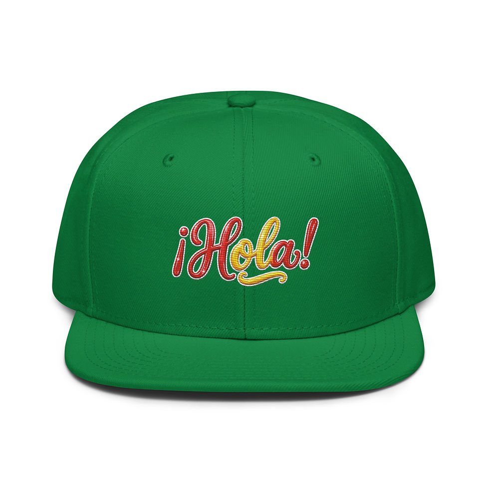 Thumbnail: Front view of Green Hola Snapback Cap product.