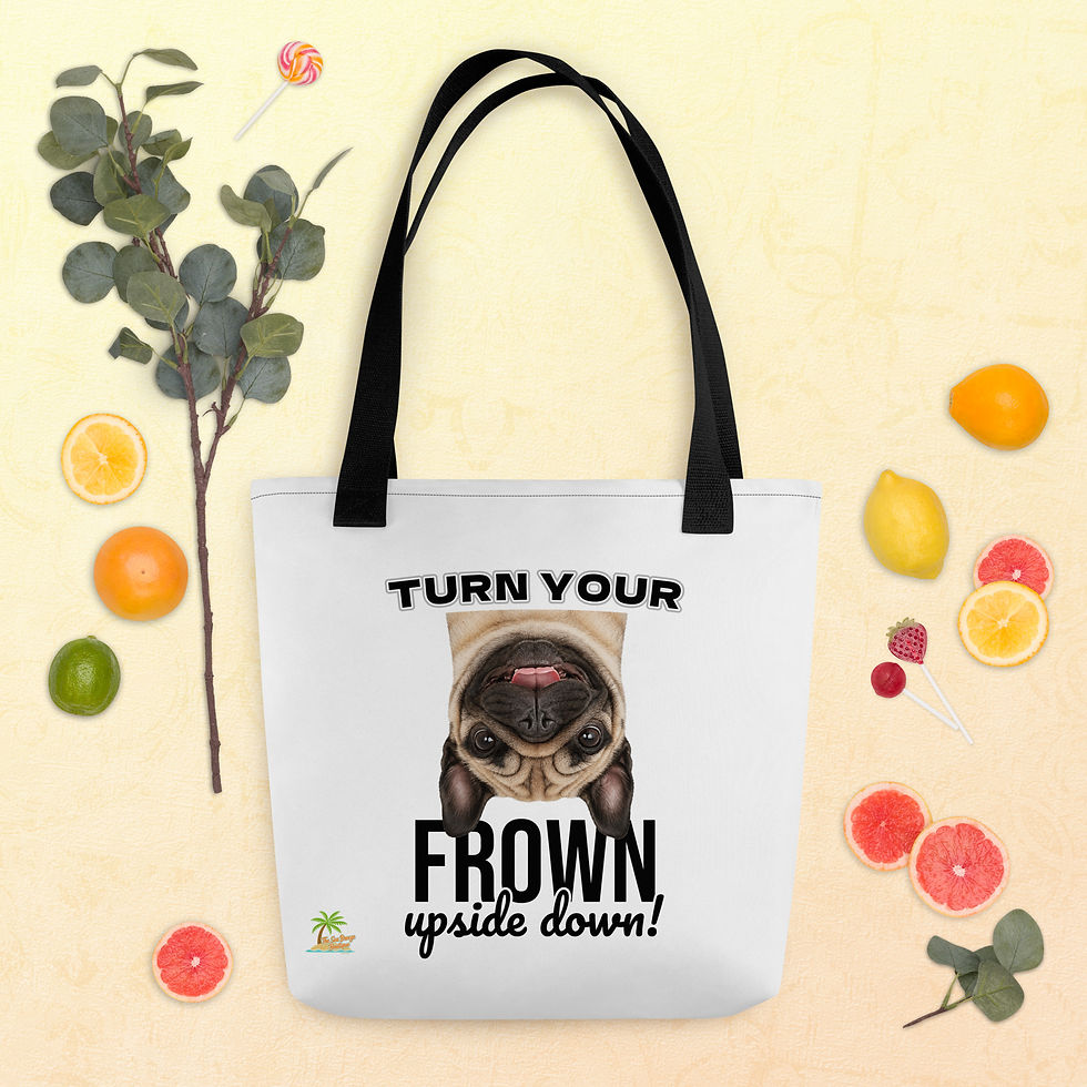 Thumbnail: Pug Turn Your Frown Upside Down! Everyday Cotton Tote Bag