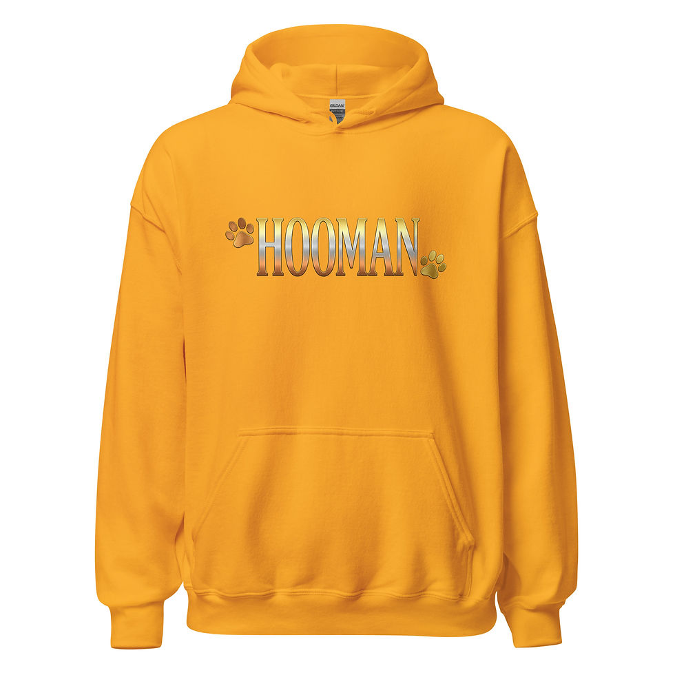 Thumbnail: Front view of Yellow Hooman! unisex hoodie.