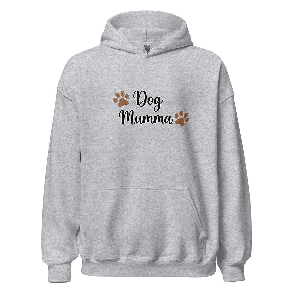 Thumbnail: Front view of Grey Dog Mumma unisex hoodie.