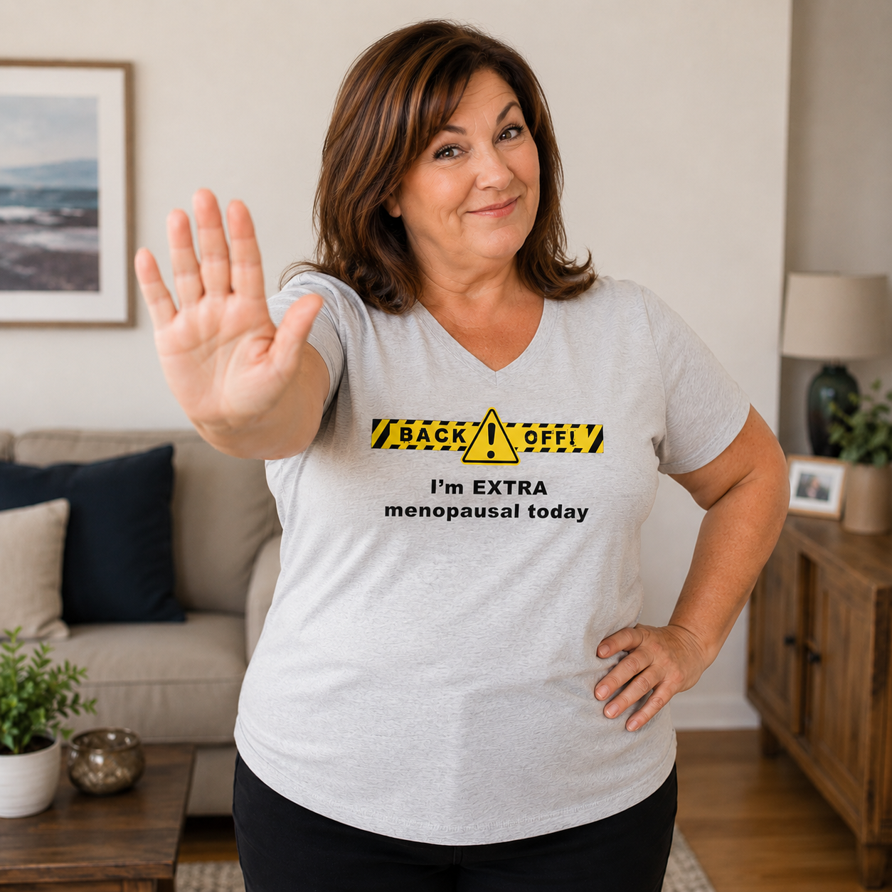 Back Off Menopausal Today Unisex Short Sleeve V-Neck T-Shirt
