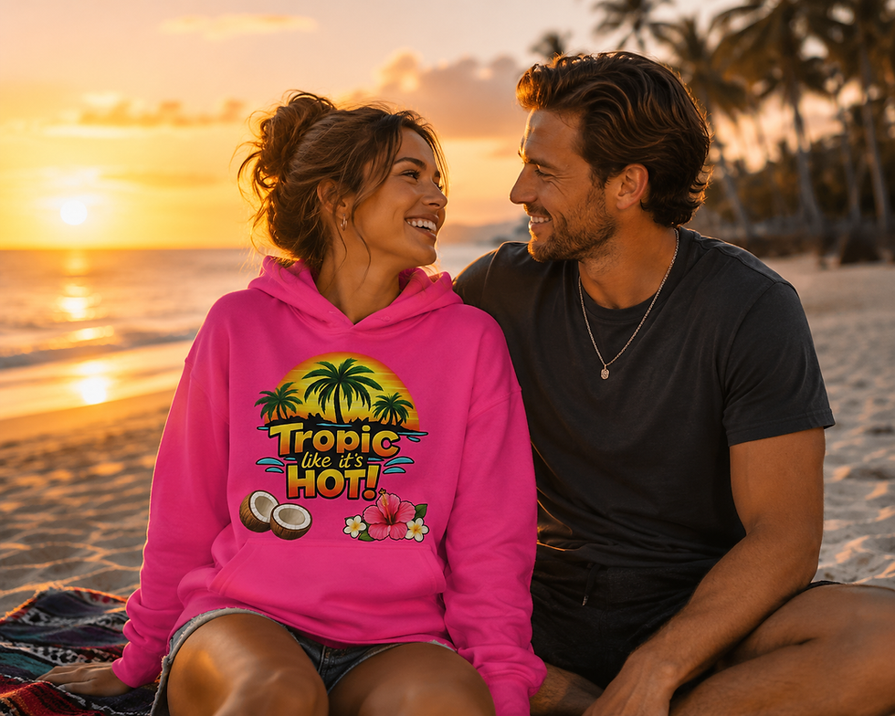 Tropic Like It's Hot Hoodie in Sexy Pink
