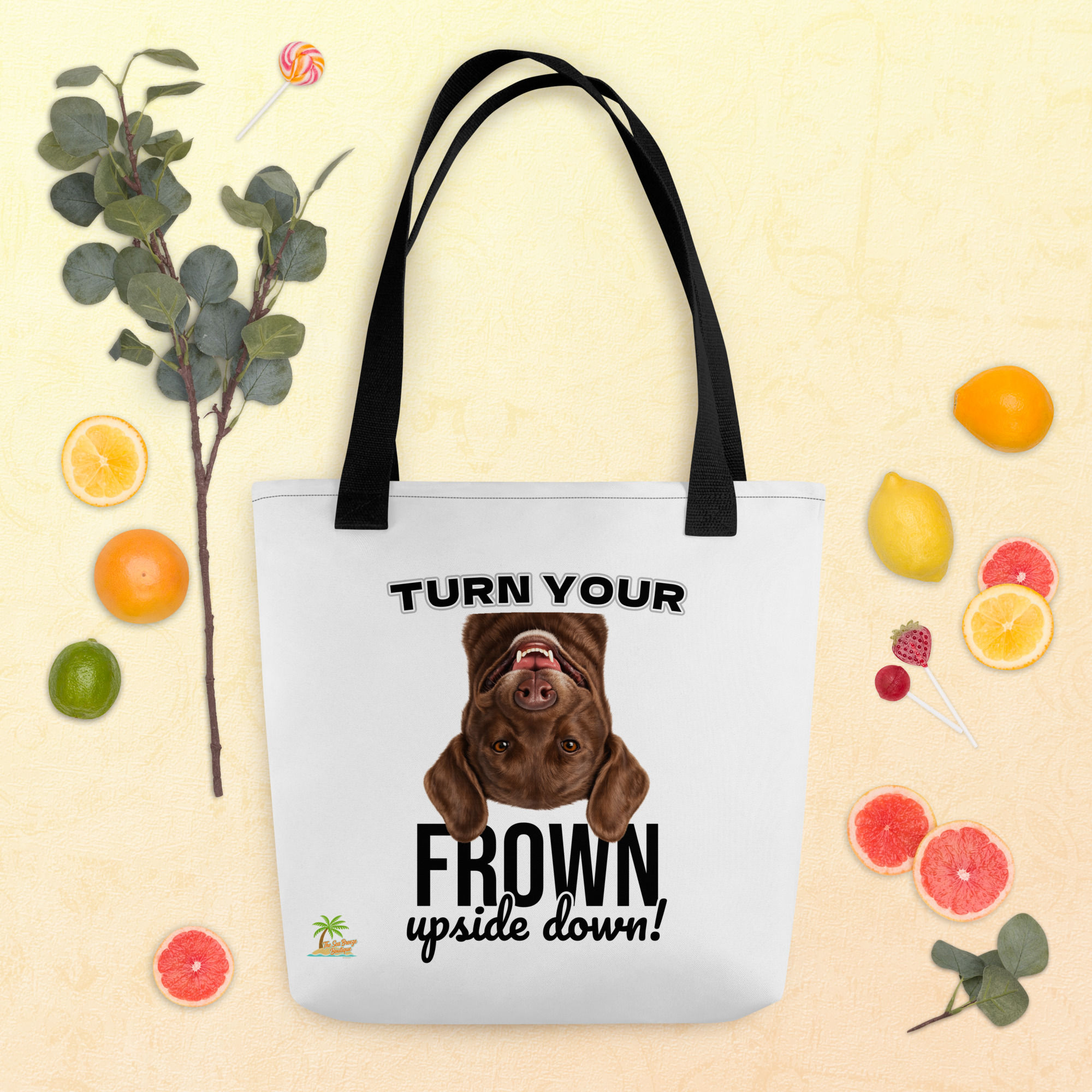Brown Retriever Turn Your Frown Upside Down! Everyday Cotton Tote Bag