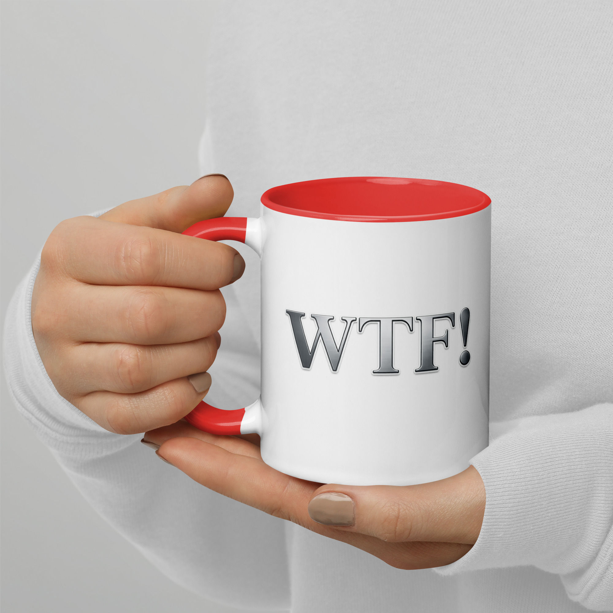 Red WTF! ceramic mug.