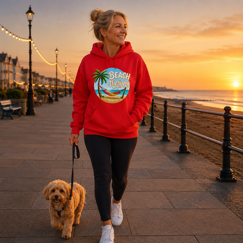 Beach Therapy unisex hoodie with a beach-inspired design.
