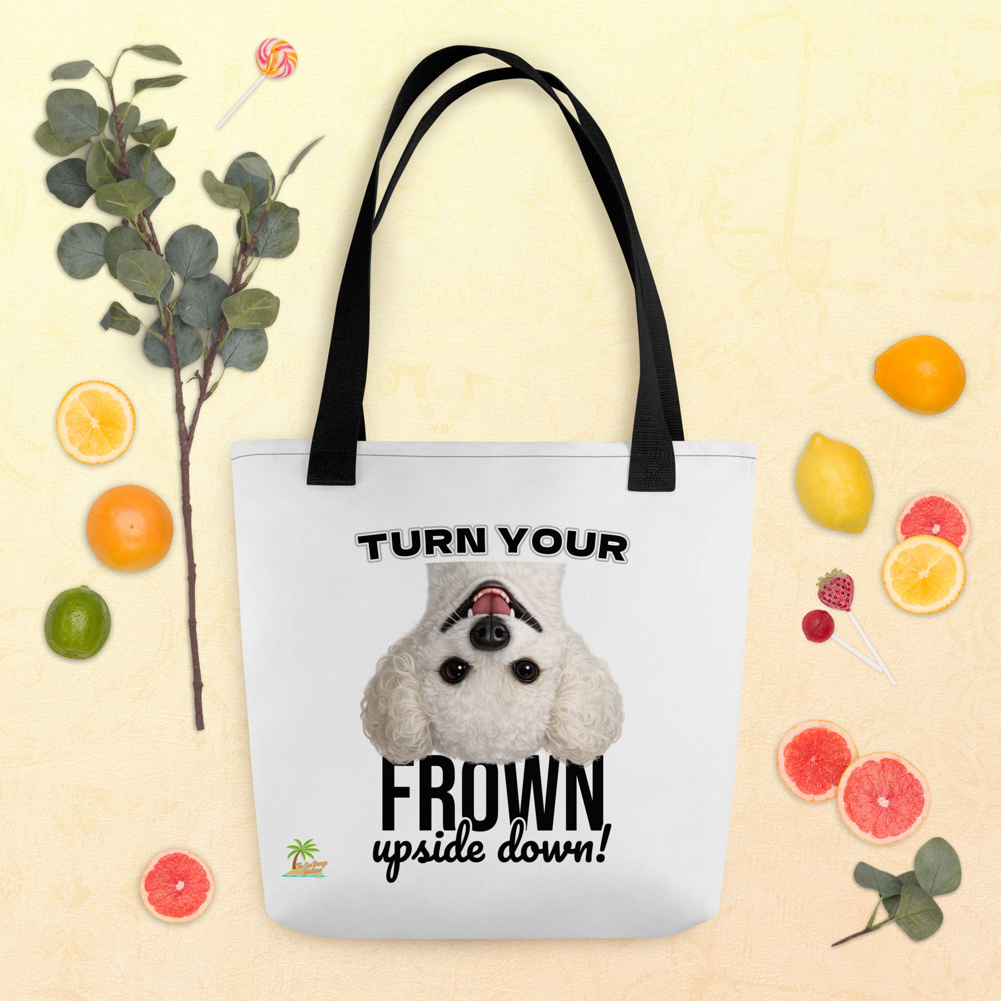 Bichon Turn Your Frown Upside Down! Everyday Cotton Tote Bag