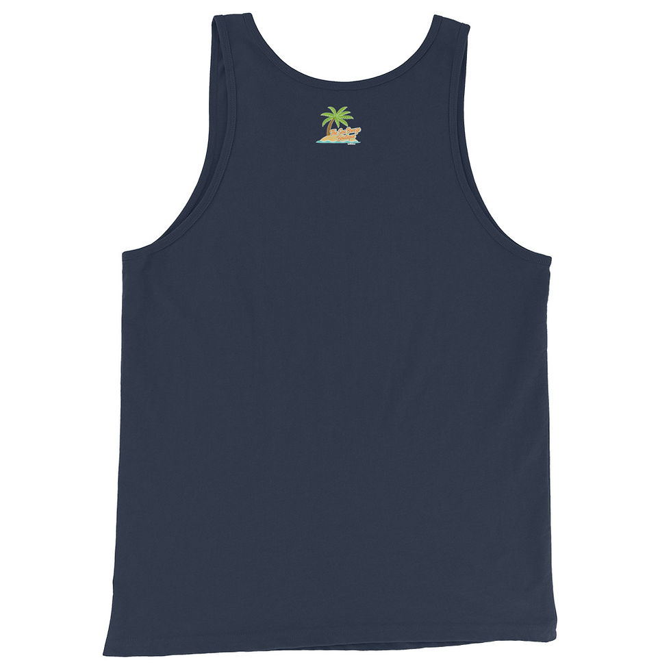 Thumbnail: Rear view of Blue Airplane Mode ON unisex tank top with a fun travel-inspired design.