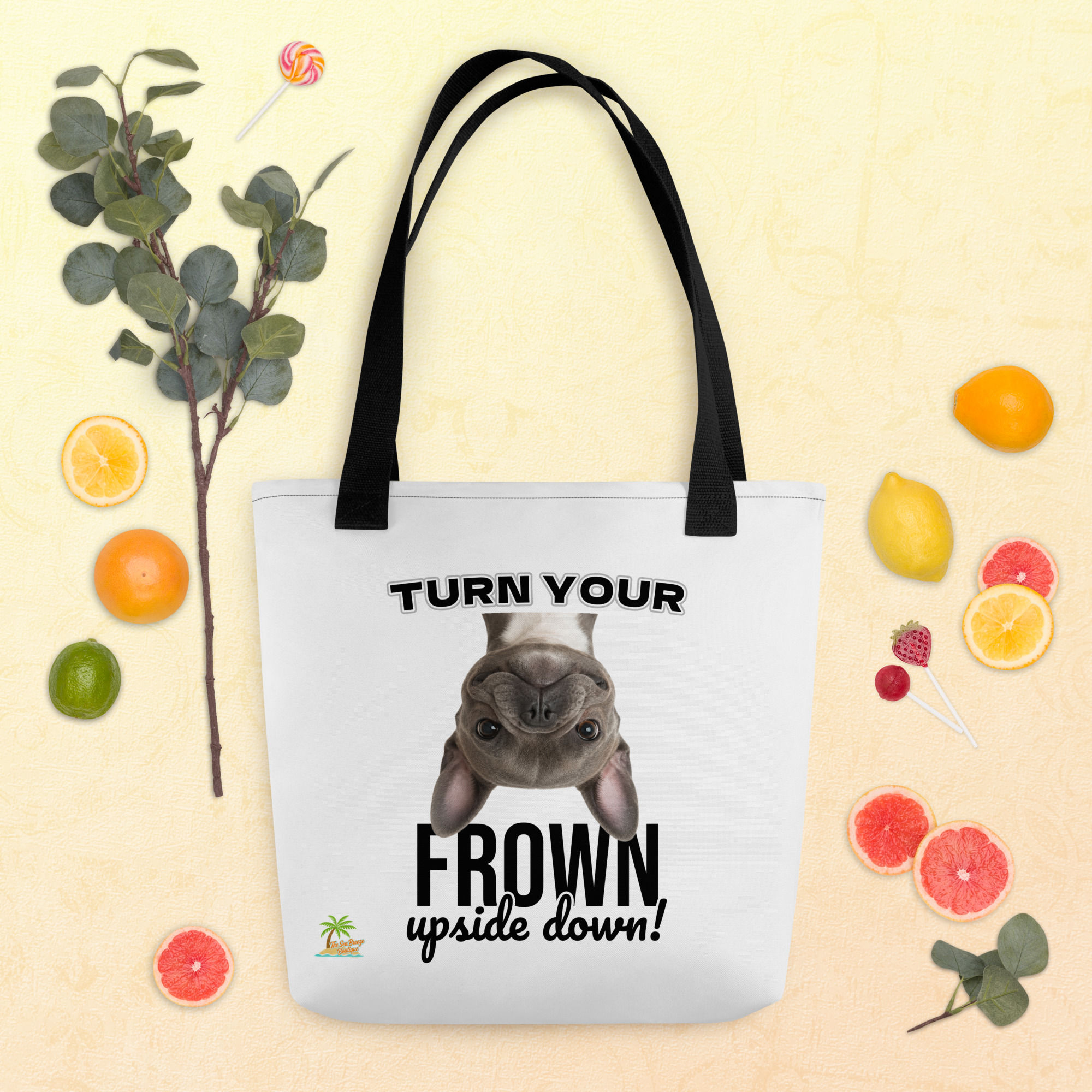 French Bulldog Turn Your Frown Upside Down! Everyday Cotton Tote Bag