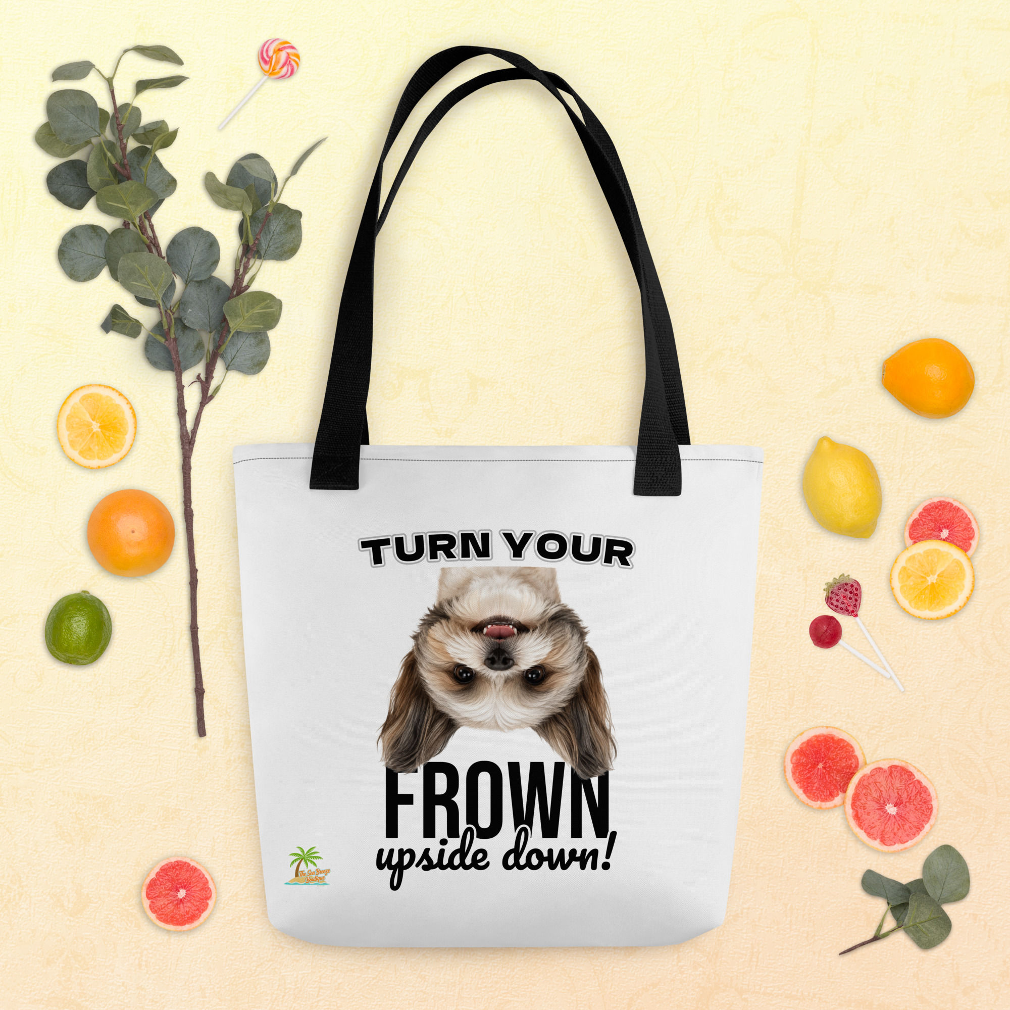 Shih Tzu Turn Your Frown Upside Down! Everyday Cotton Tote Bag