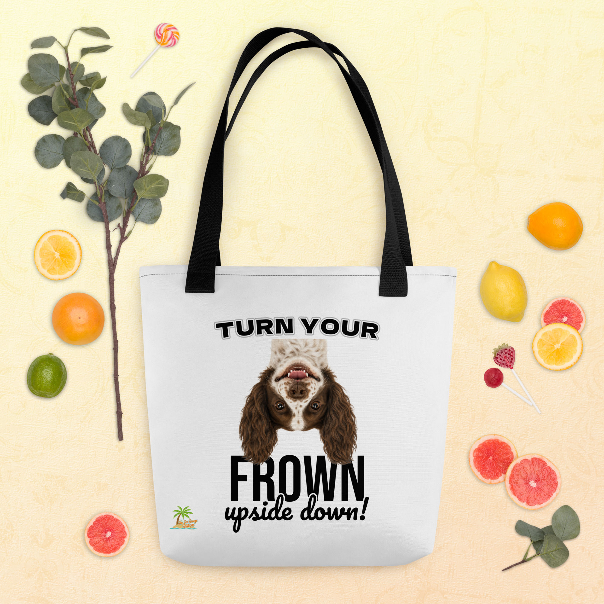 Springer Spaniel Turn Your Frown Upside Down! Everyday Cotton Tote Bag