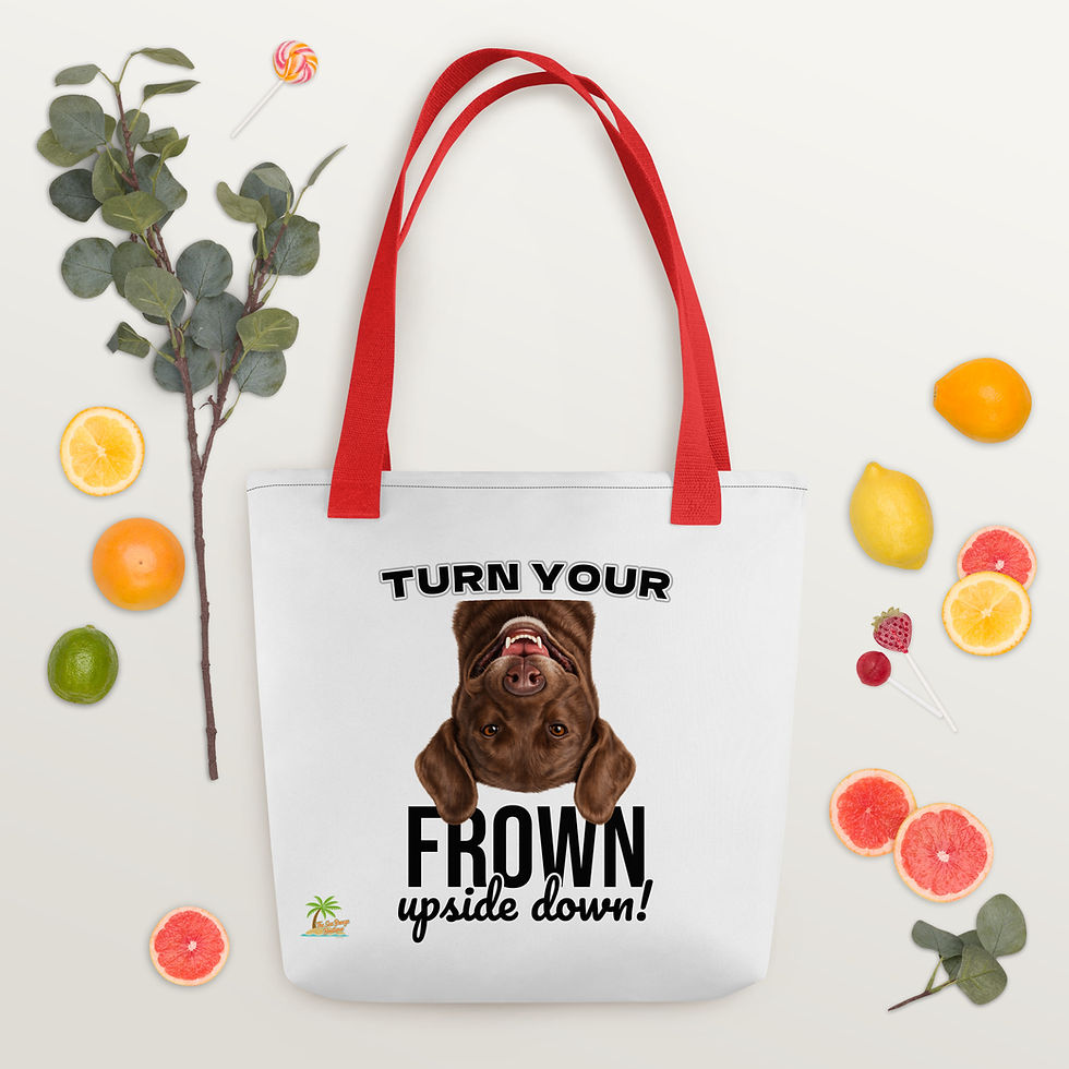 Red Brown Retriever Turn Your Frown Upside Down! cotton tote bag.