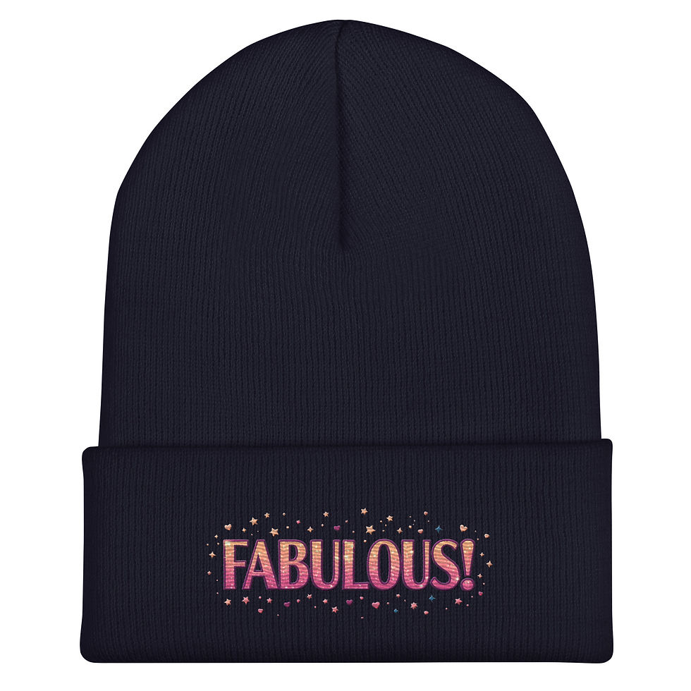 Thumbnail: Front view of Blue Fabulous! Cuffed beanie hat.