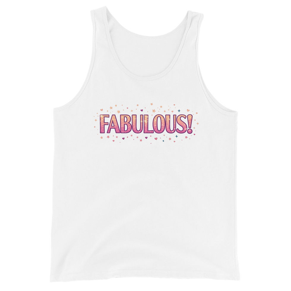 Thumbnail: Front view of White Fabulous! unisex tank top.