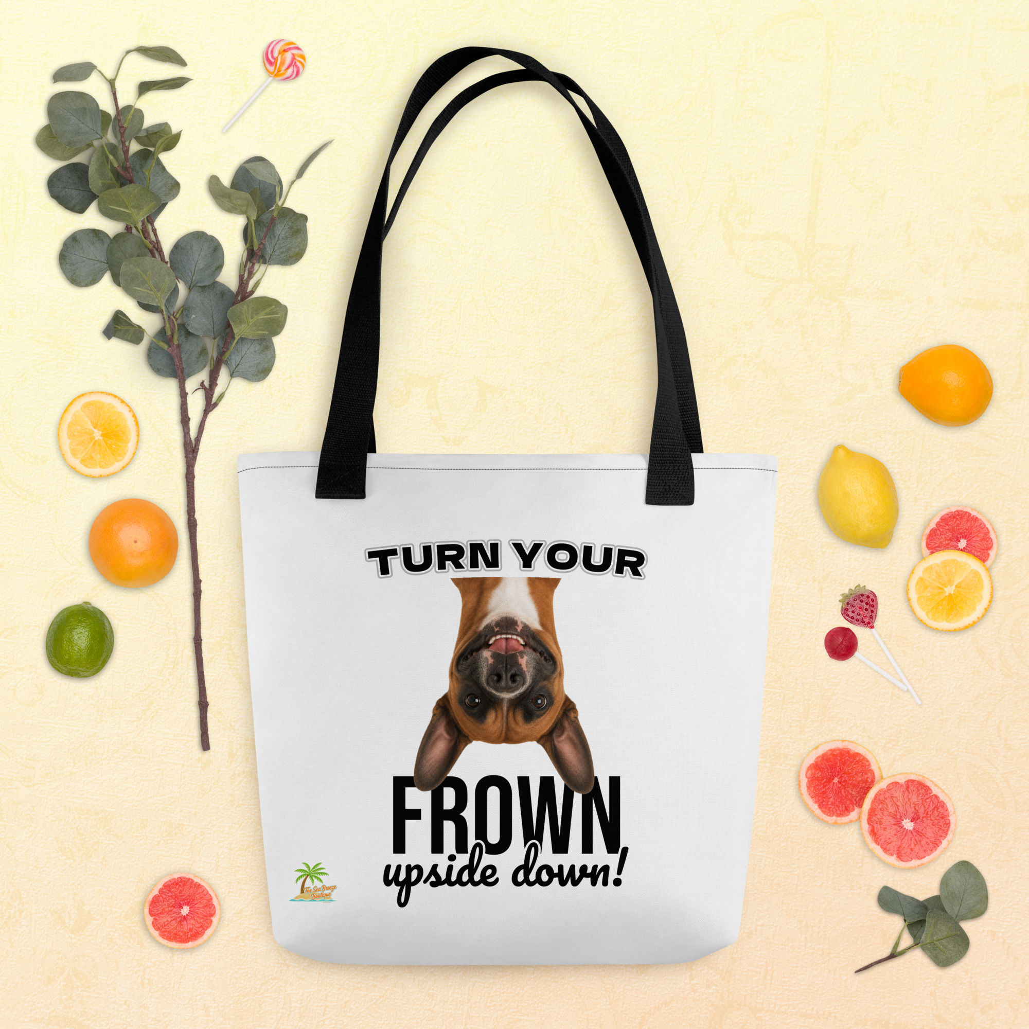 Boxer Turn Your Frown Upside Down! Everyday Cotton Tote Bag