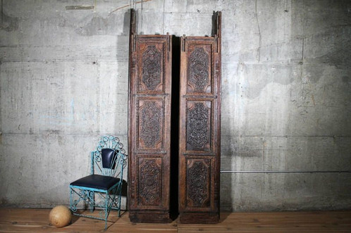 AntiqueHeavily Carved Teak Wood Indian Doors Set This incredible ornately carved 100+ year old salvaged antique door set was pulled from an Indian antique yard. These doors are simply stunning. - AntiqueHeavily Carved Teak Wood Indian Doors Set