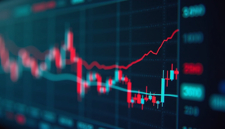 Eye-level view of a stock chart showing tight price consolidation and low volatility
