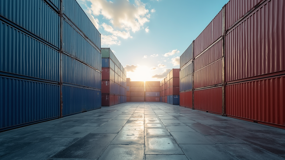 Wide angle view of a modern container storage facility