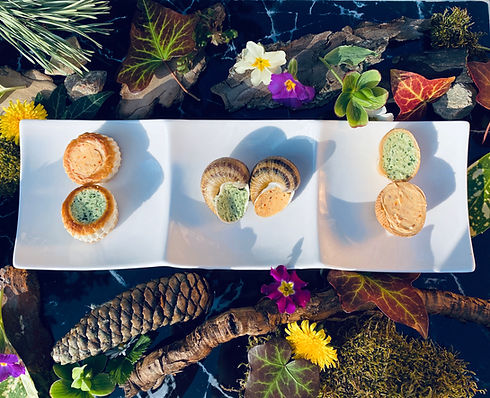 Escargots de printemps, croquille d'escargot, escargot en coquille, recette à la bourguignonne, recette au piment d'espelette citron et amandes torréfiées, mini-bouchées d'escargot, douzaine d'escargot